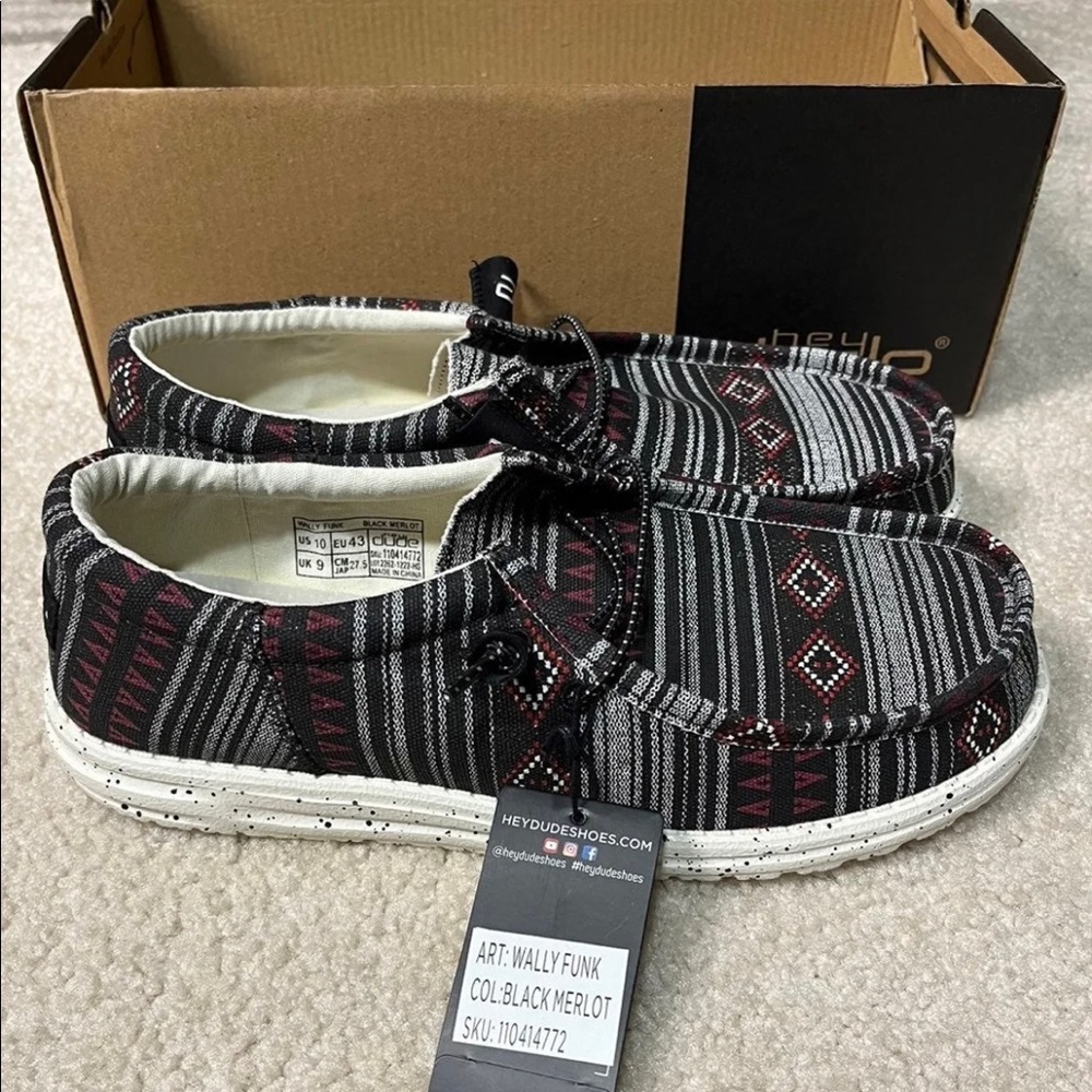 Hey Dude Wally Funk Black Merlot Buckle Exclusive
